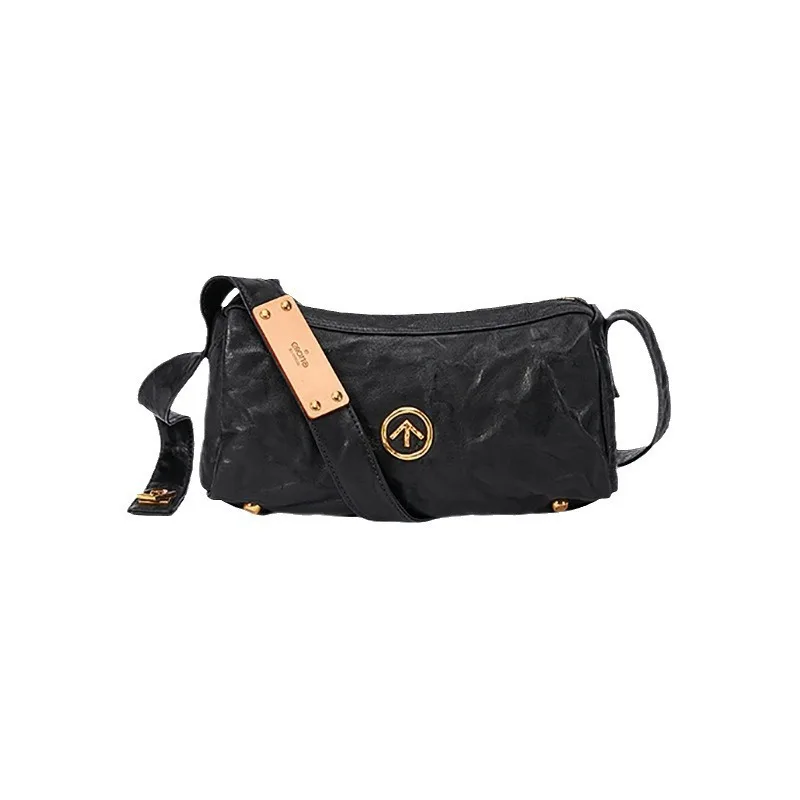 Новинка 2024 итальянская сумка из овчины Groto Happy плиссированные кожаные маленькие