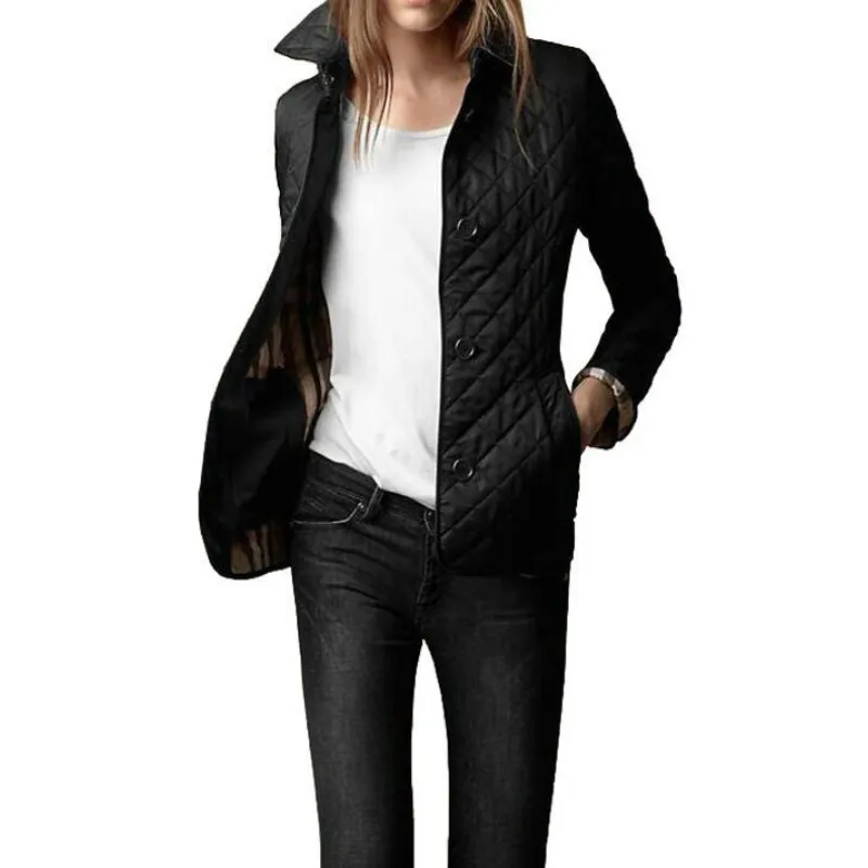 Autumn and Winter Lapel Dress Slim Small Cotton Jack Female New Fashion Single-breasted Temperament Slim Silk Cotton Oversized
