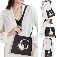 2022 fashion shoulder bag initial name letter pink flower pattern printing series commuter bag woman bag evening bag handbag