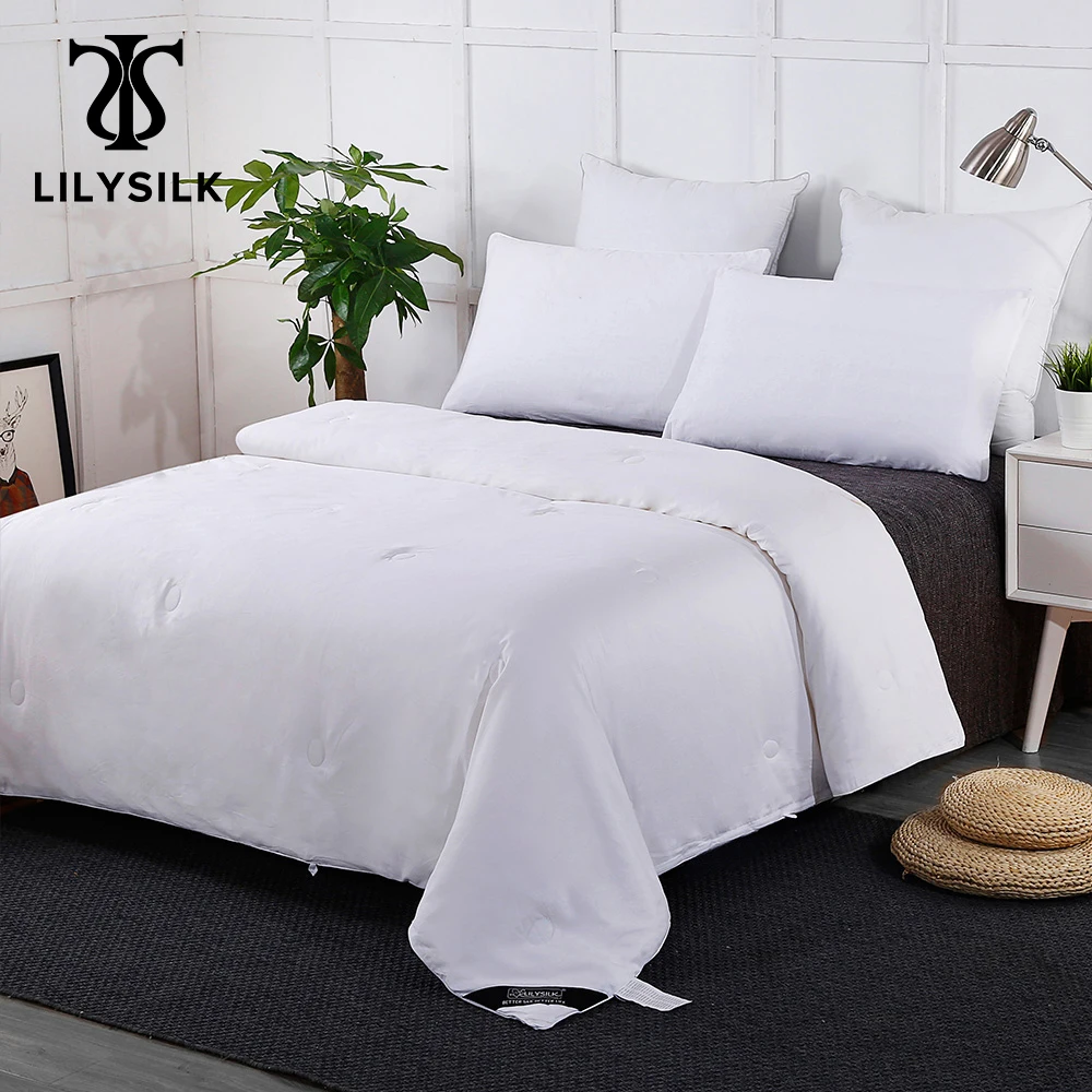 

LILYSILK Summer Cotton Cover Silk Thin Comforter 100% Nature Pure Silk Quilt Filler 2 People White Couple Duvet Free Shipping