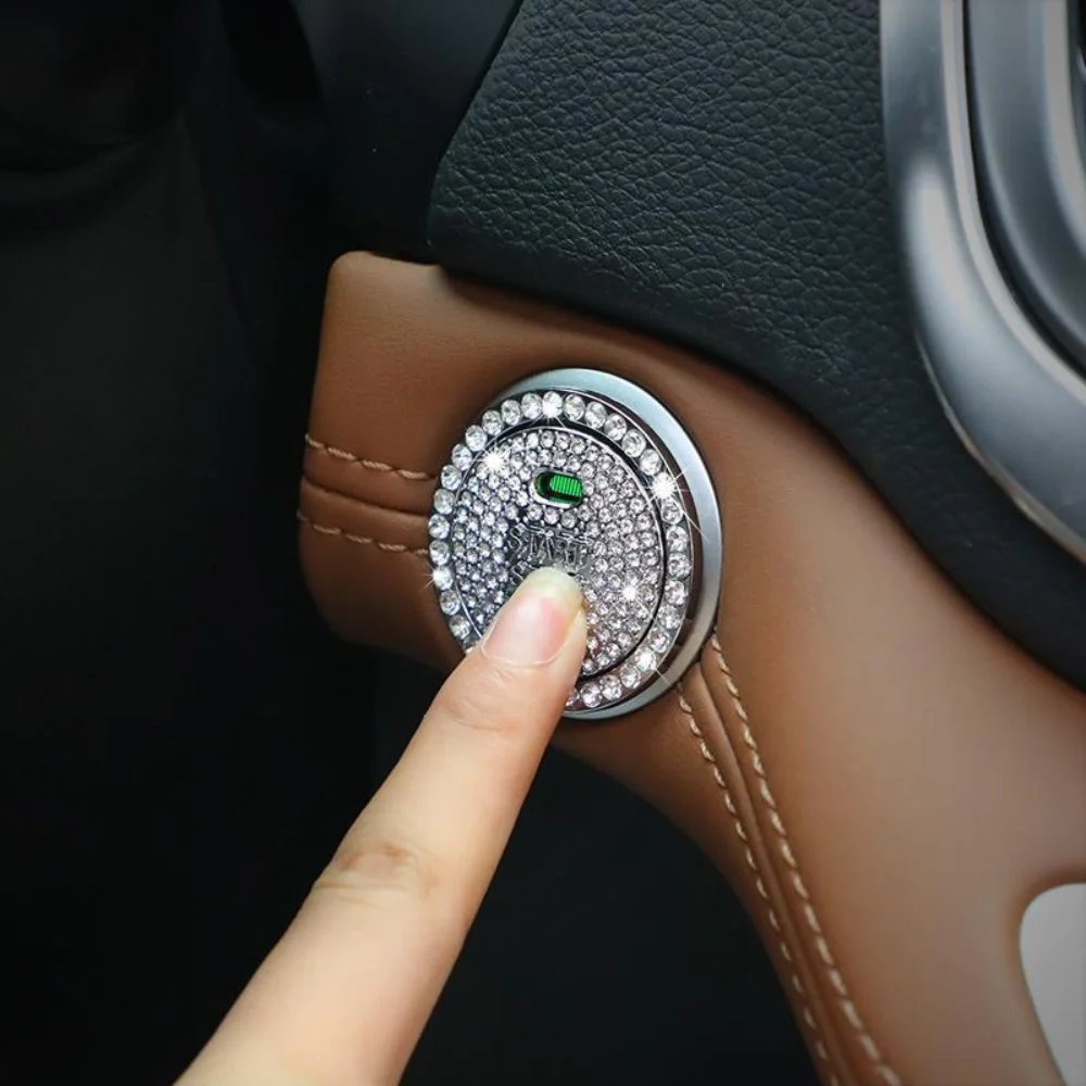 

2 шт./набор, декоративные бриллиантовые наклейки для кнопки запуска автомобиля