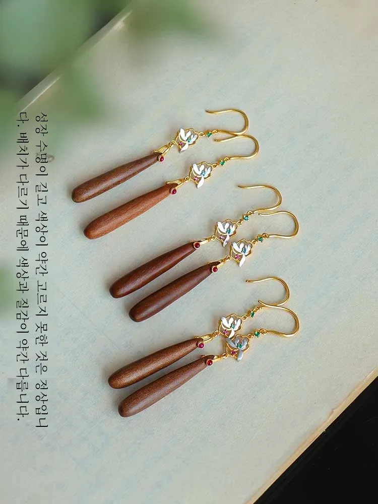 Индийские серьги из белого сандалового дерева женские стерлингового серебра S925