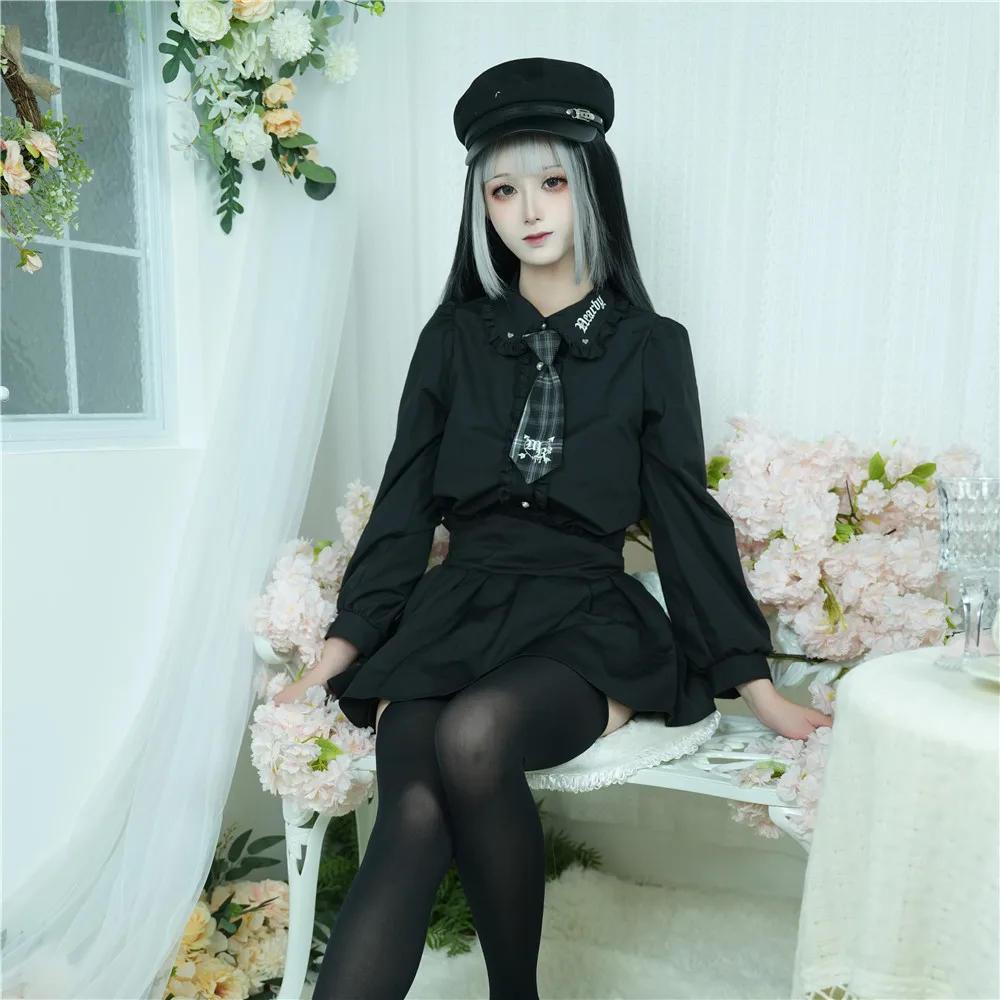 Женская кружевная мини-юбка Landmine черная короткая юбка с высокой талией в