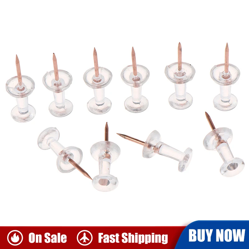

100pcs Push Pins Thumb Thumbtack Board Pins Drawing Photo Wall Studs Office School Supplies Transparent Rose Gold