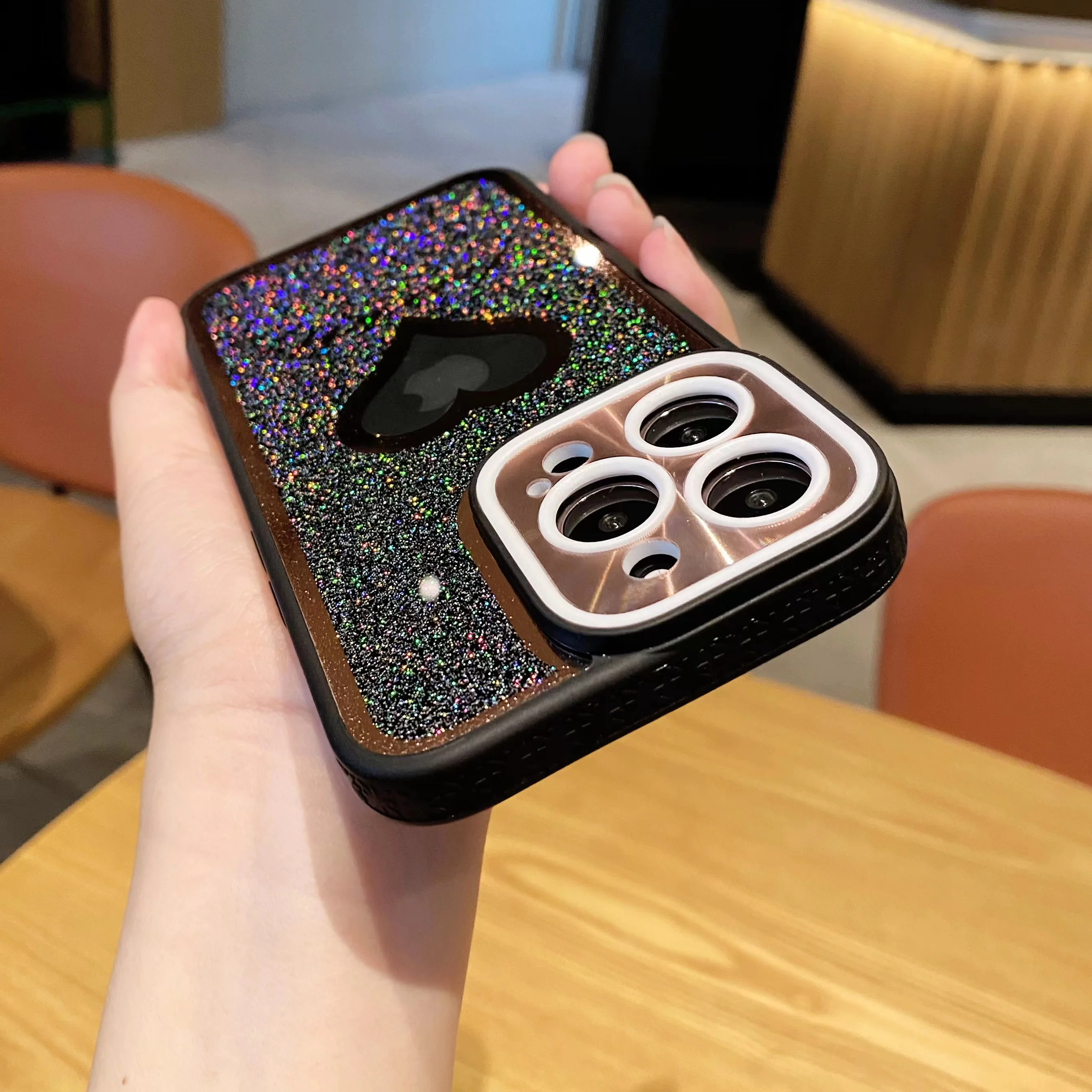 

Love Heart Glitter Plating Frame Phone Case For iphone 13 12 11 Pro 7 8 Plus X Xs Max XR Silicone Shockproof Bumper Back Cover