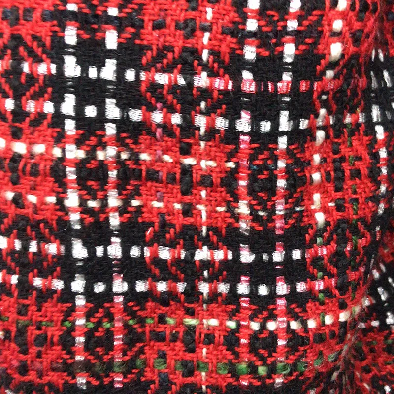 50x145 см модная красная сетчатая окрашенная в пряжку твидовая ткань для женщин