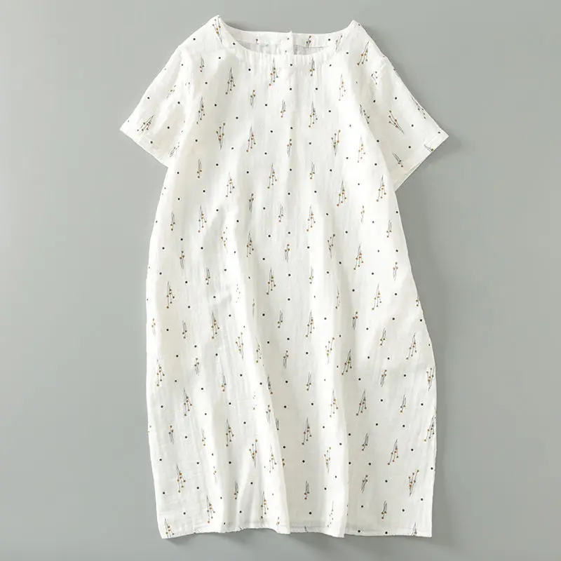 

Платье-миди женское из хлопка и льна с принтом