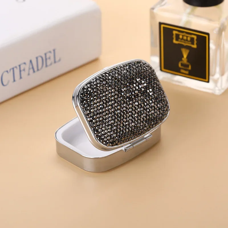Металлический Контейнер для лекарств Bling Diamond дорожная портативная коробка