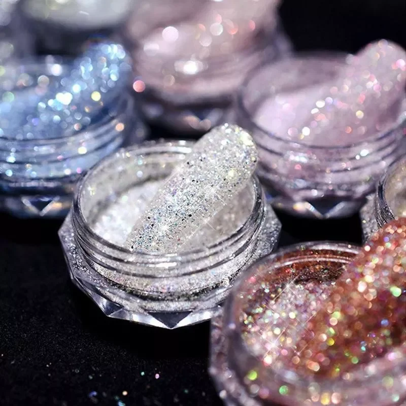 

NEW IN Colors Nail Crystal Diamond Powder Rainbow Color Shiny Glitter Pigment Holographic Micro Drill Glass Nails Art Decoration