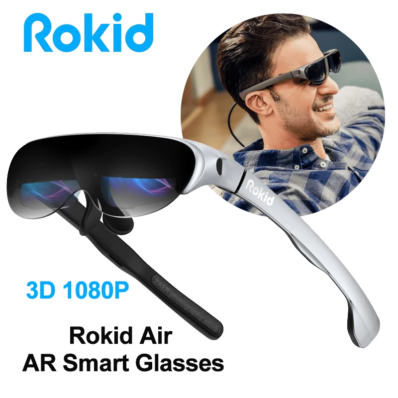 

Умные очки Rokid Air Game AR, домашнее игровое устройство для близорукости, также можно играть в 3D 4K 1080P для телефона, ПК, ноутбука, портативный проек...