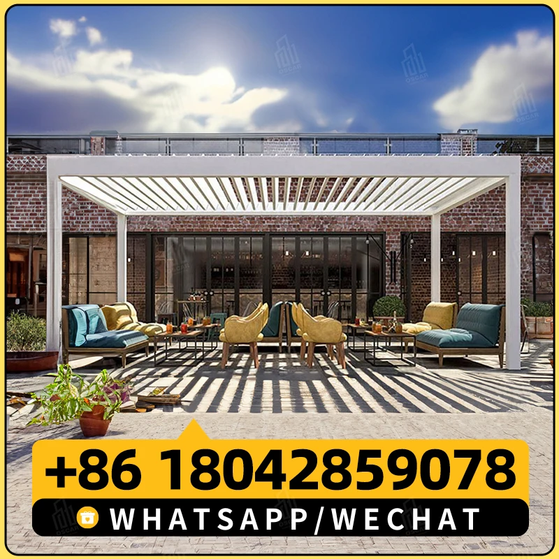 Алюминиевая водонепроницаемая беседка с жалюзи уличный биоклиматический тент