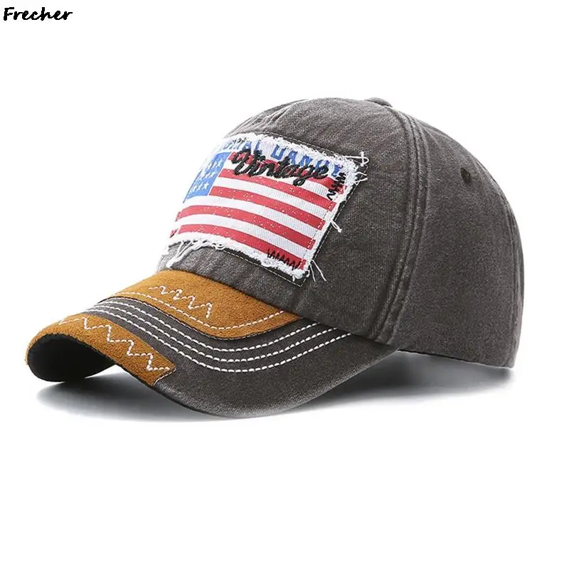 

Американская бейсболка с вышивкой флага, джинсовые шапки, модные спортивные кепки для женщин и мужчин, Кепка для гольфа, лоскутные кепки в уличном стиле, хип-хоп