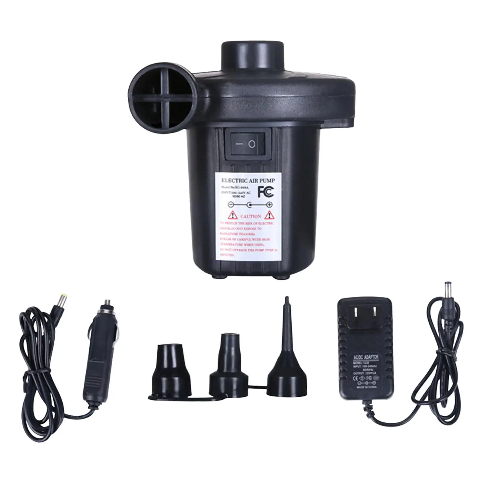 

Electric Air Pump Air Mattress Pump with 3 Heads Nozzle for Air Beds Outdoor Camping