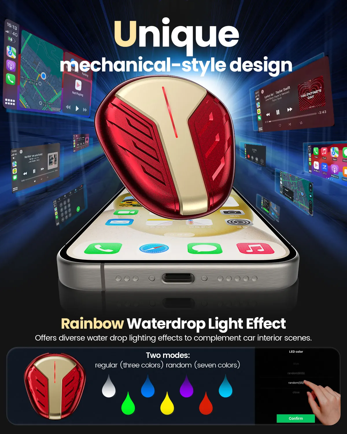 Беспроводной адаптер CarPlay для iPhone IOS Преобразование проводного в беспроводной Plug