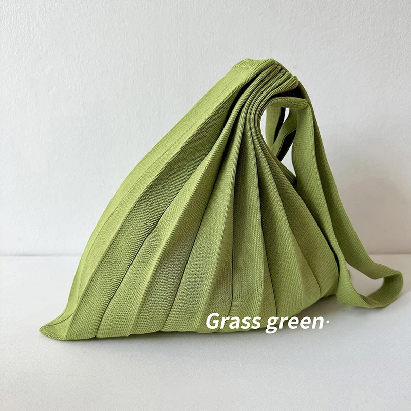 

Вязаная сумка большой емкости, женская модная сумка на плечо, однотонная шикарная сумка-тоут со складками в полоску, студенческая многоразовая сумка для покупок