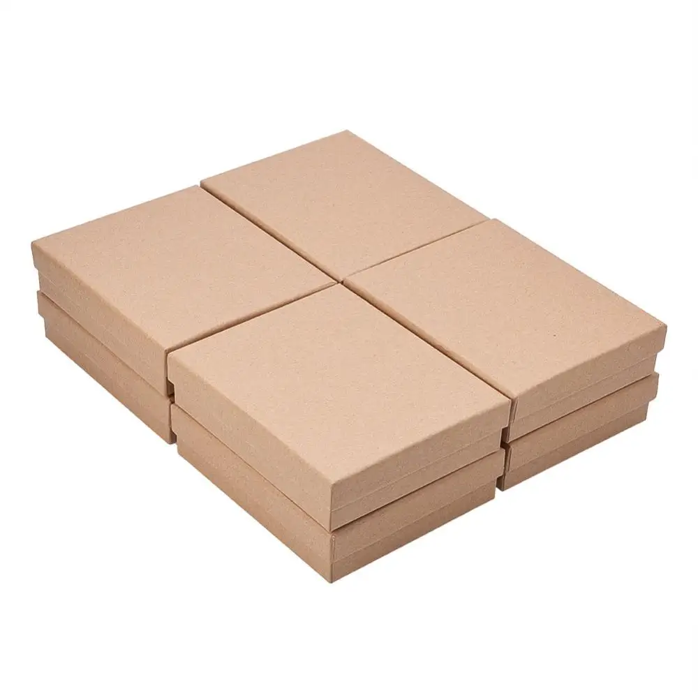 8pcs/set Kraft Paper Cardboard Jewelry Set Boxes Rectangle Bracelet Necklace Ring Crafts Packing Storage Containers Gifts Case