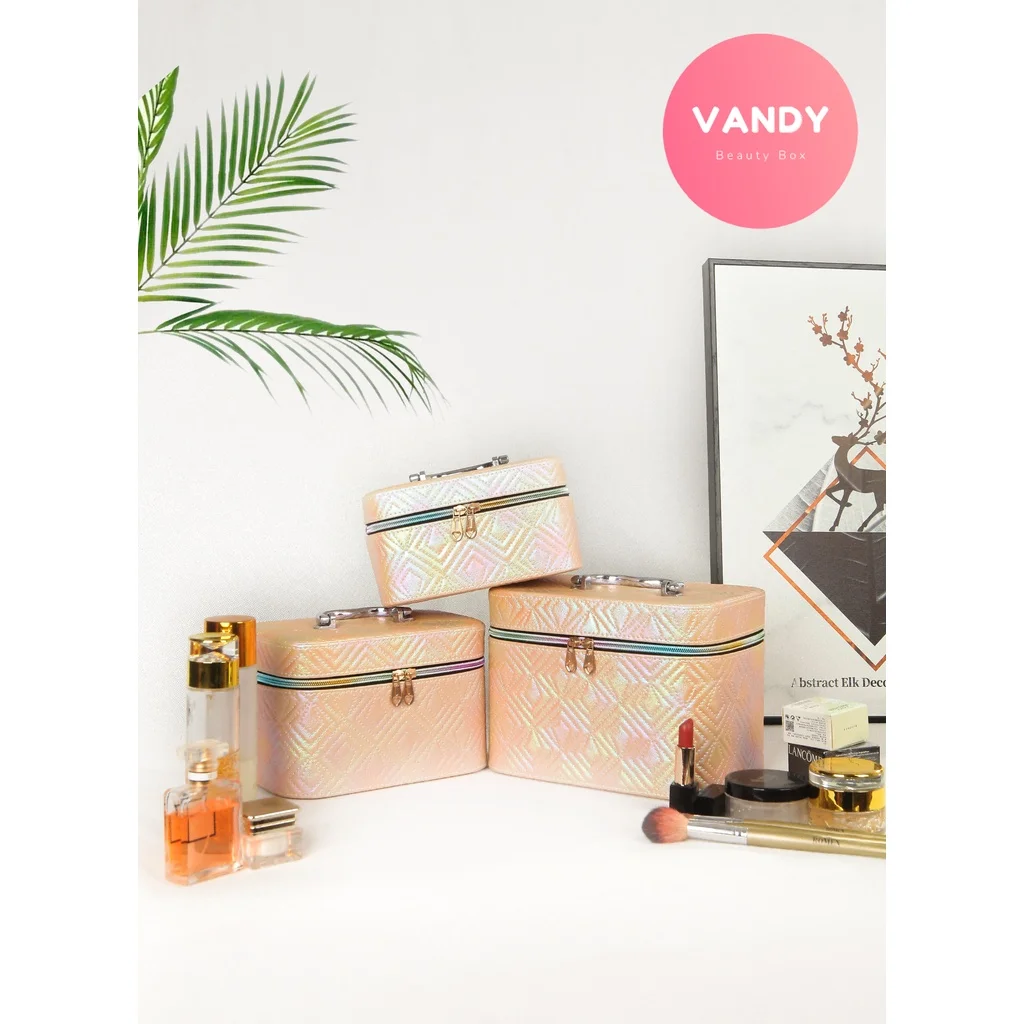 Золотистая Яркая кожаная косметичка Vandy 2022 для женщин и девушек органайзер