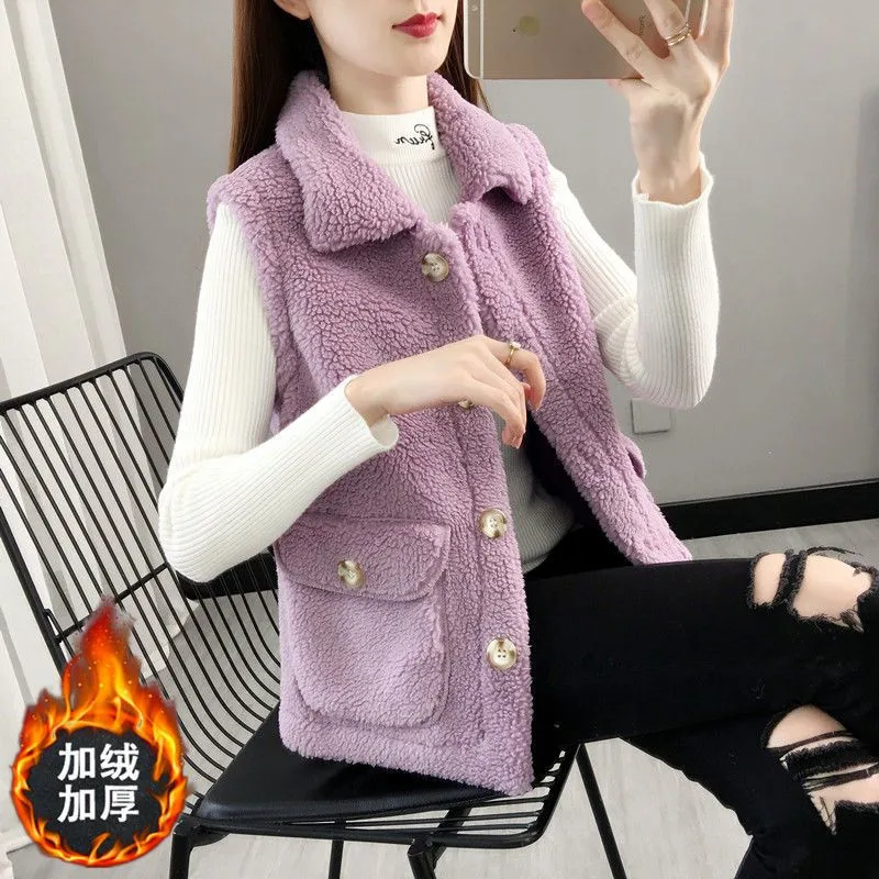 Plus Velvet Thickening&quot Women's Imitation Lambswool Coat 2025 Female Autumn Winter New Majia Fashion Jacket Tank Top Overcoat