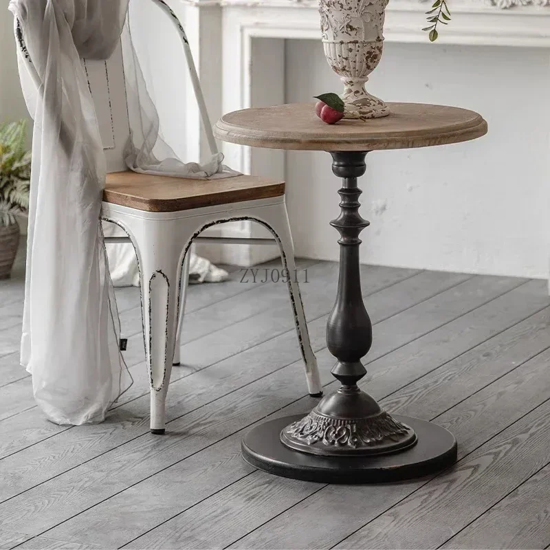 Американский винтажный чайный столик из цельного дерева семейная гостиная