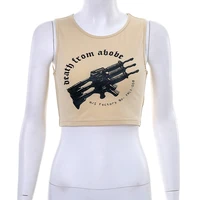 2022 summer crop for women sleeveless vest 2000s emo sexy gothic female halter festival outfit girls club t shirt blouse 570630