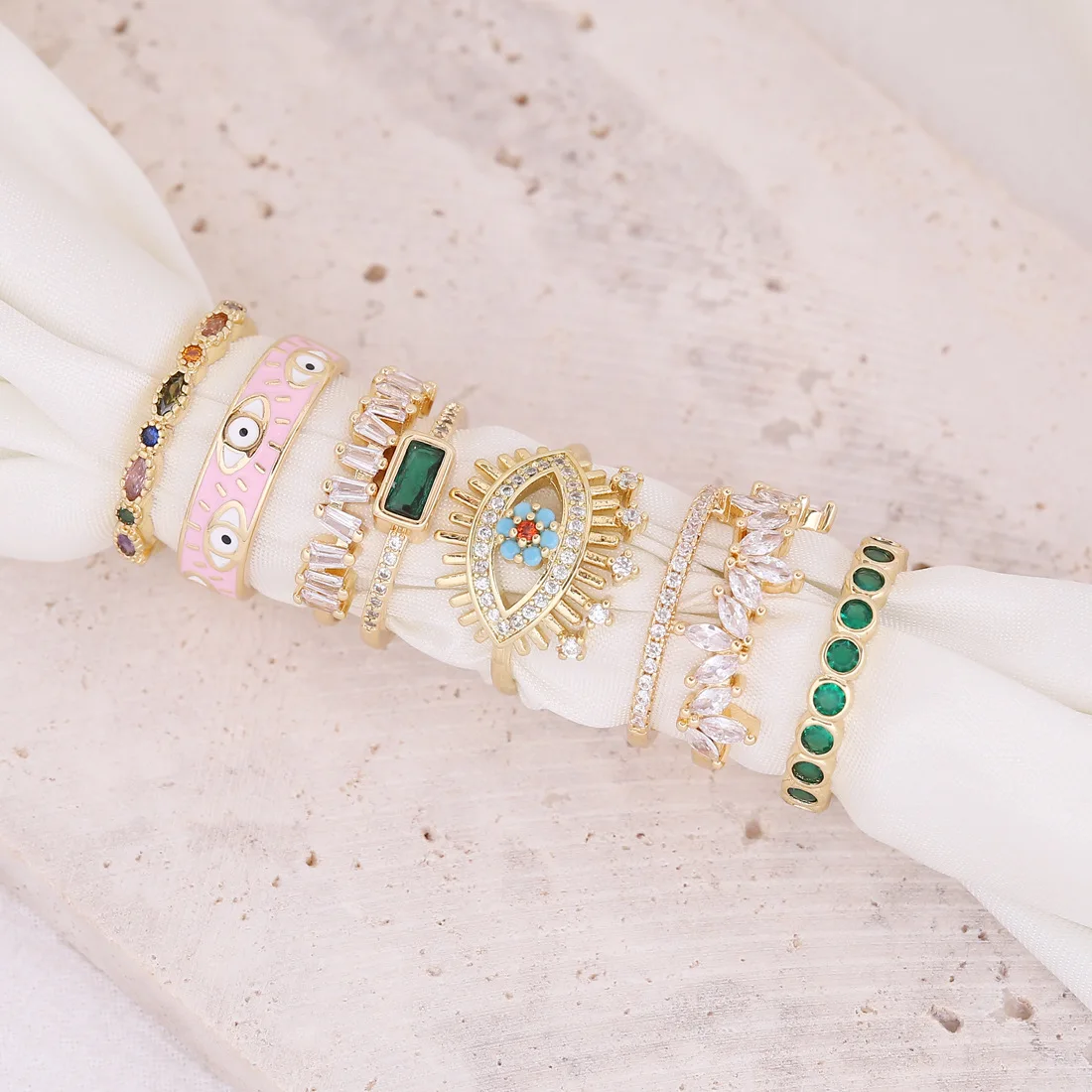 

2022 New Fashion Copper Micro-inlaid Zircon Eye Ring Light Luxury Personalized Adjustable Ring For Women