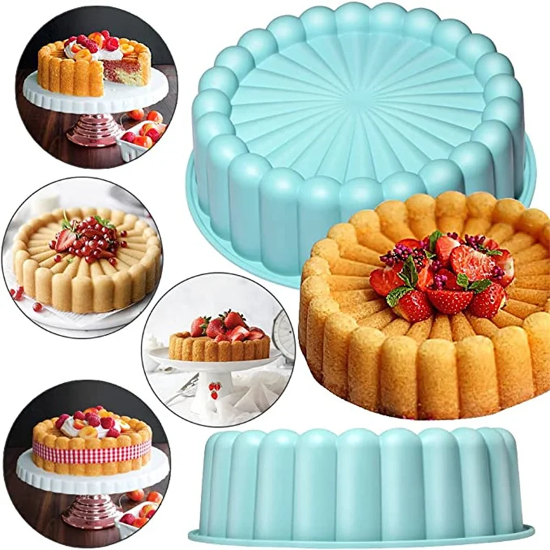 3Pcs Charlotte Cake Pan Round Silicone Cakes Pan Sponge Flan Mold Strawberry Shortcake Baking Pan 3D Silicone Molds Cake Mould