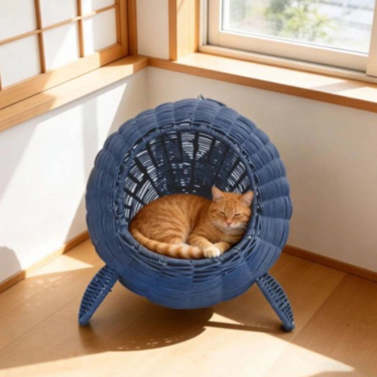 Фото Лежанка для кошек Whale Cat Bed Private Rattan: дышащая, уютная, для дома, для гостиной №1