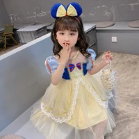 baby girls summer lace voile princess dress charm snow white ball gown children birthday party dresses with headband