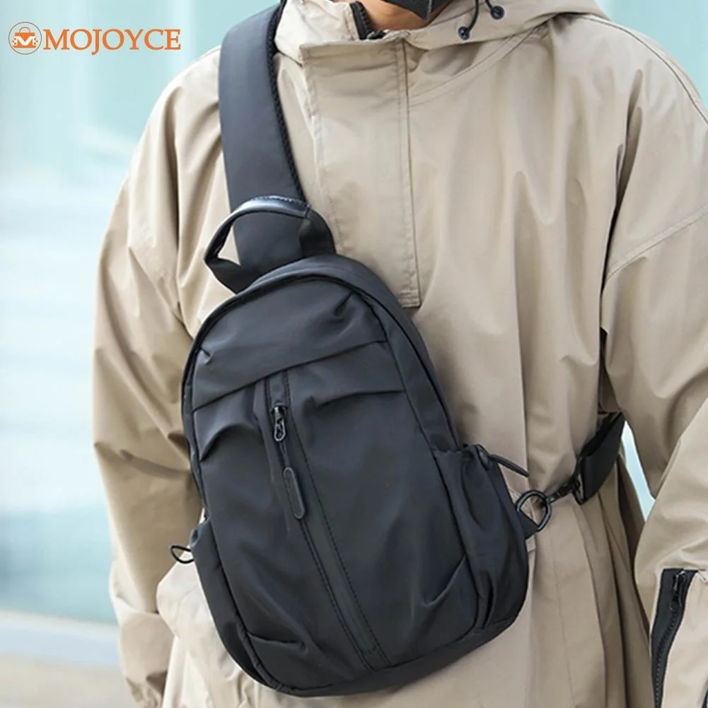 

Однотонная мужская нагрудная сумка на молнии, сумки через плечо, нейлоновые сумки-тоуты на ремне с регулируемыми лямками, мужские сумки с несколькими карманами