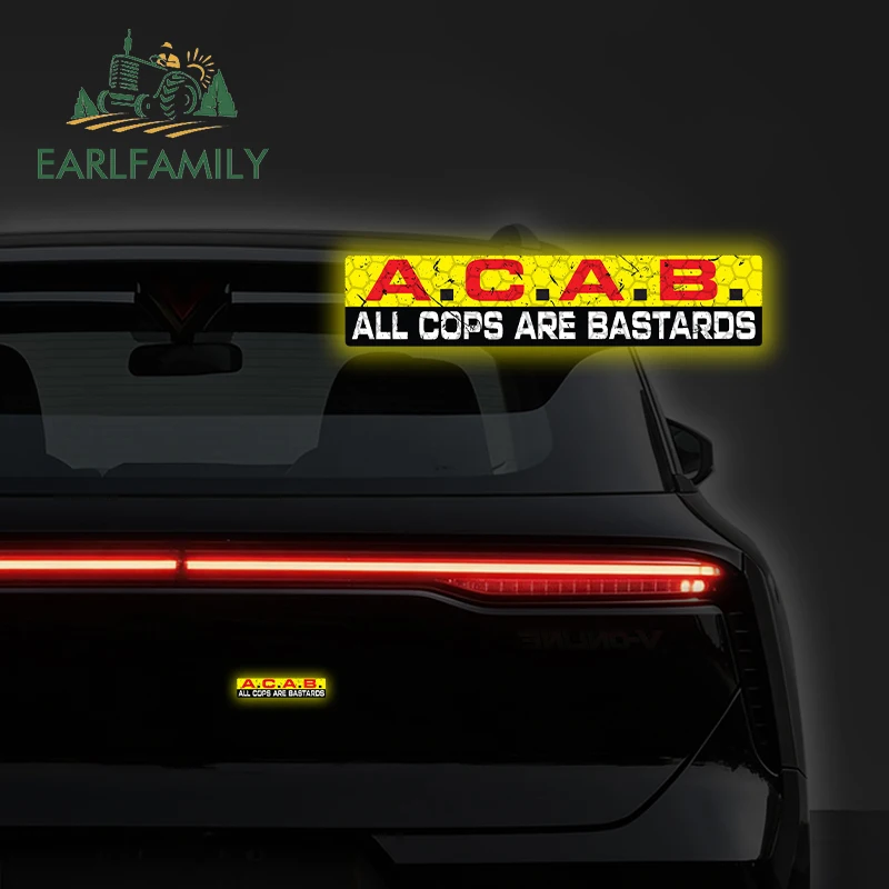 Фото EARLFAMILY Декор для автомобиля A.C.A.B. Светоотражающая виниловая наклейка JDM: забавные стикеры для бампера автомобиля, грузовика, ACAB, полицейские, Redneck, гоночные авто наклейки №1