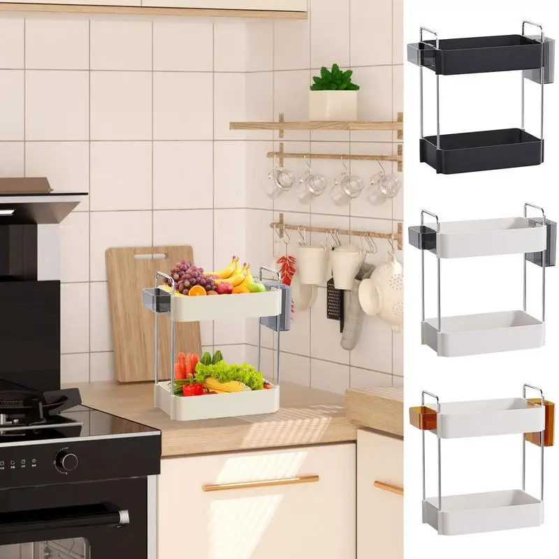 

Desktop Storage Rack Organizer Multi functional Double Layer storage rack Mobile Storage Rack Trolley Kitchen Home Accessories
