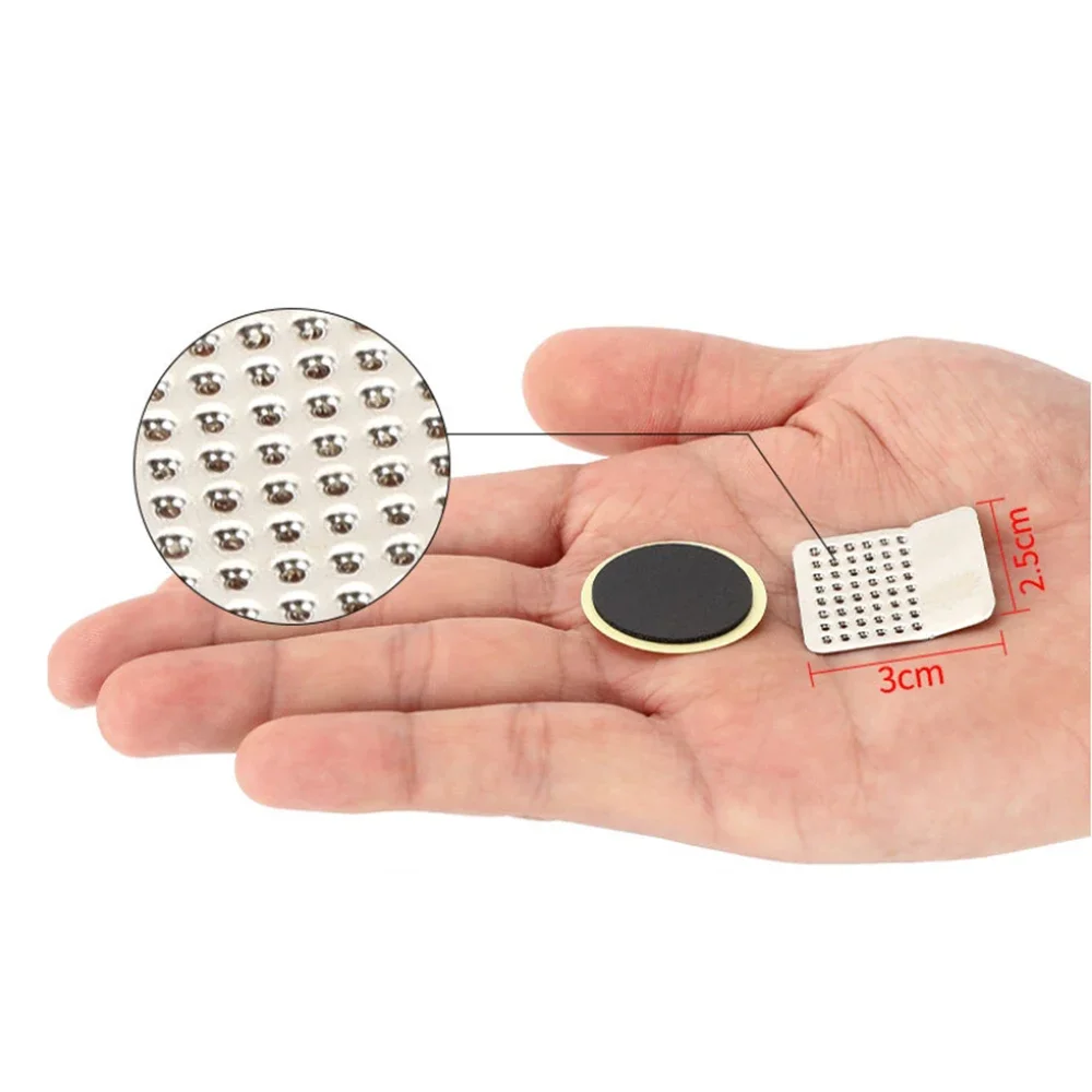 Фото Комплект самоклеящихся заплаток для велосипедных шин без клея, 25 мм, круглые, для шоссейных, горных и BMX велосипедов №3