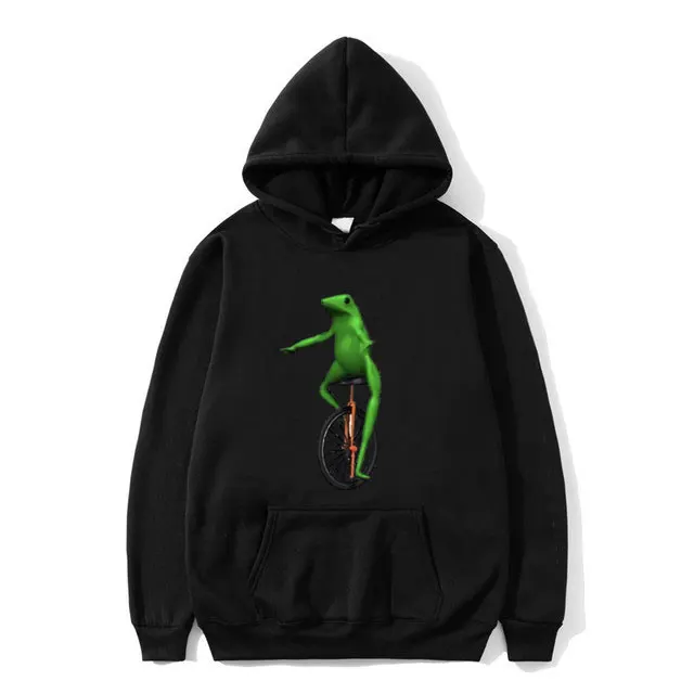 

Funny Green Frog Riding A Unicycle Print Hoodie Men Women Fashion Cool Streetwear Male Fleece Cotton Casual Hoodies Sweatshirt