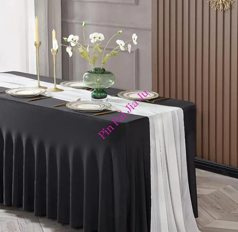 

Stretch Polyester Rectangular Table Cover Washable Wrinkle Resistant Table Covers 6Ft Elastic Cloth Jellyfish Skirt Tablecloth