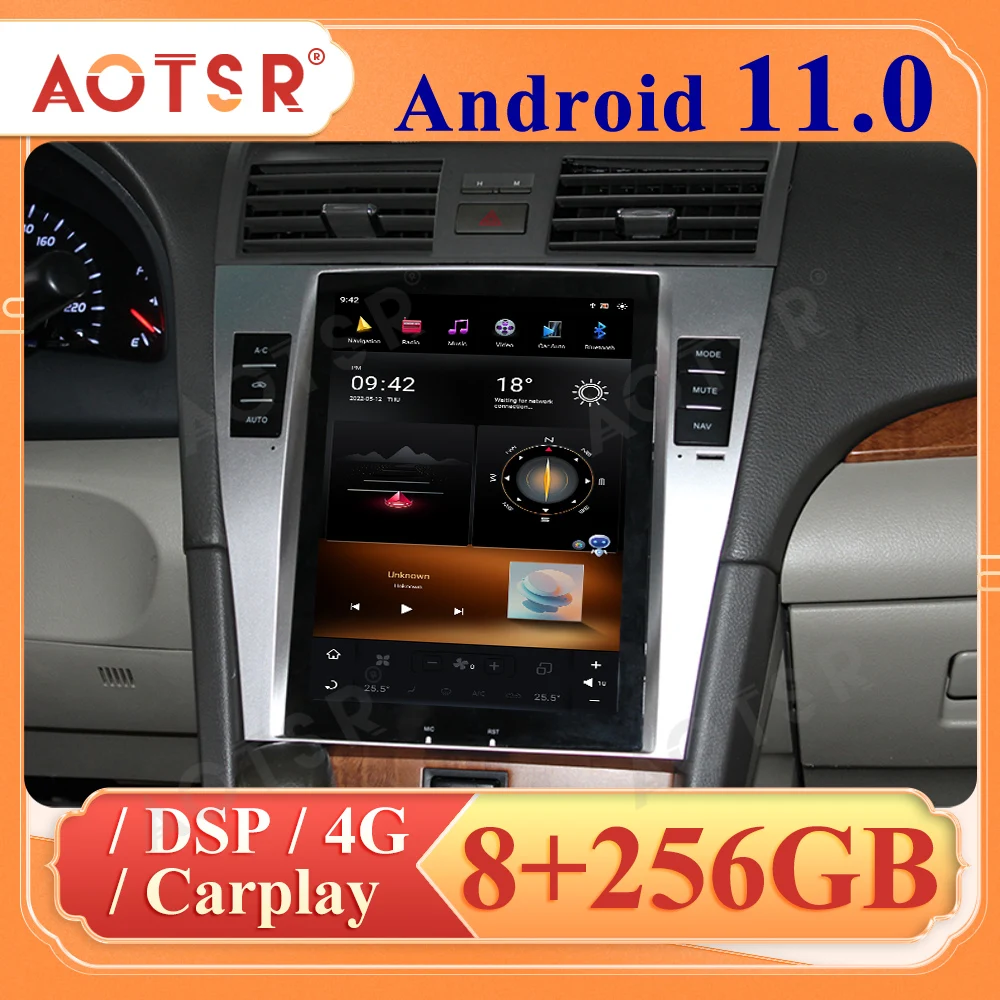 

Tesla Vertical Screen For Toyota Camry 2007 2008 2009 2010 2011 Android 11 Car Multimedia Player GPS Audio Radio Recorder