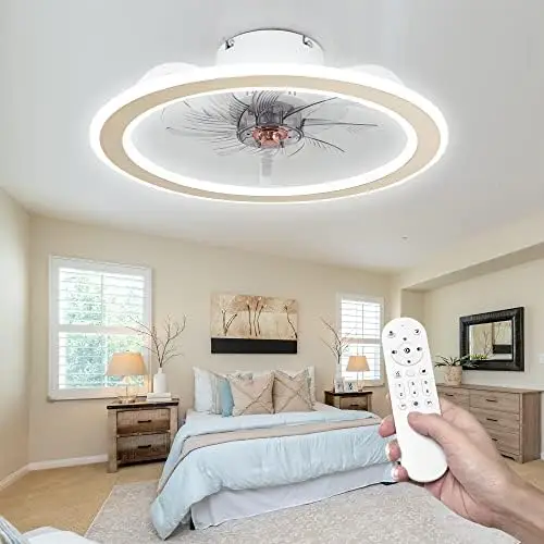

Low Profile Ceiling Fan with 3-Dimmable Light, 24" Flush Mount Ceiling Fan Lighting Remote & APP Control, 6 Speeds Timin