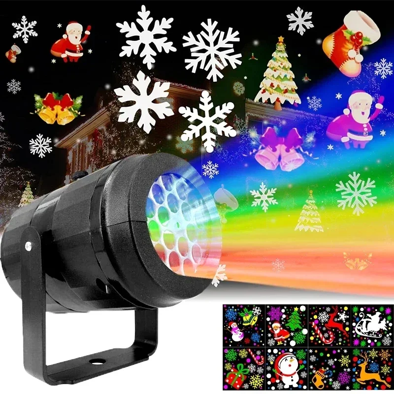 

Stage LED Snowflake Lights White Snowstorm Projector Christmas Atmosphere Holiday Party Special Laser Lamps Outdoor Indoor Decor