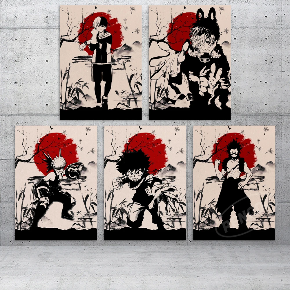 

Принты картины My Hero Академия картины Bakugou Katsuki холст стены Искусство Todoroki Shoto домашний декор кровати фон плакат
