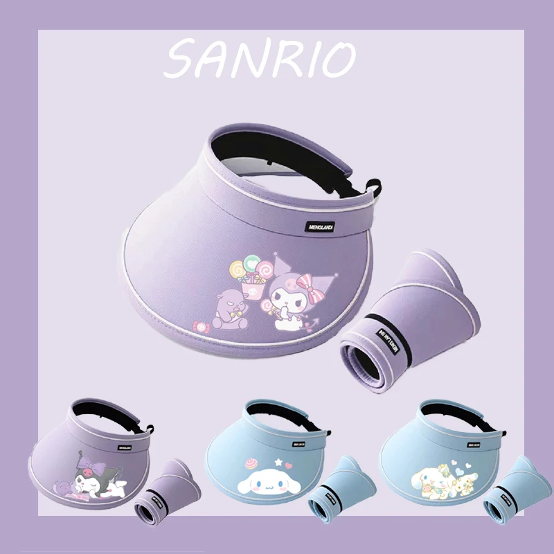 

Kawaii Sanrio Cinnamoroll Sun Hat Cute Kuromi My Melody Summer Outdoor Sports Sun Protection Anti-UV Sunshade Folding Cap