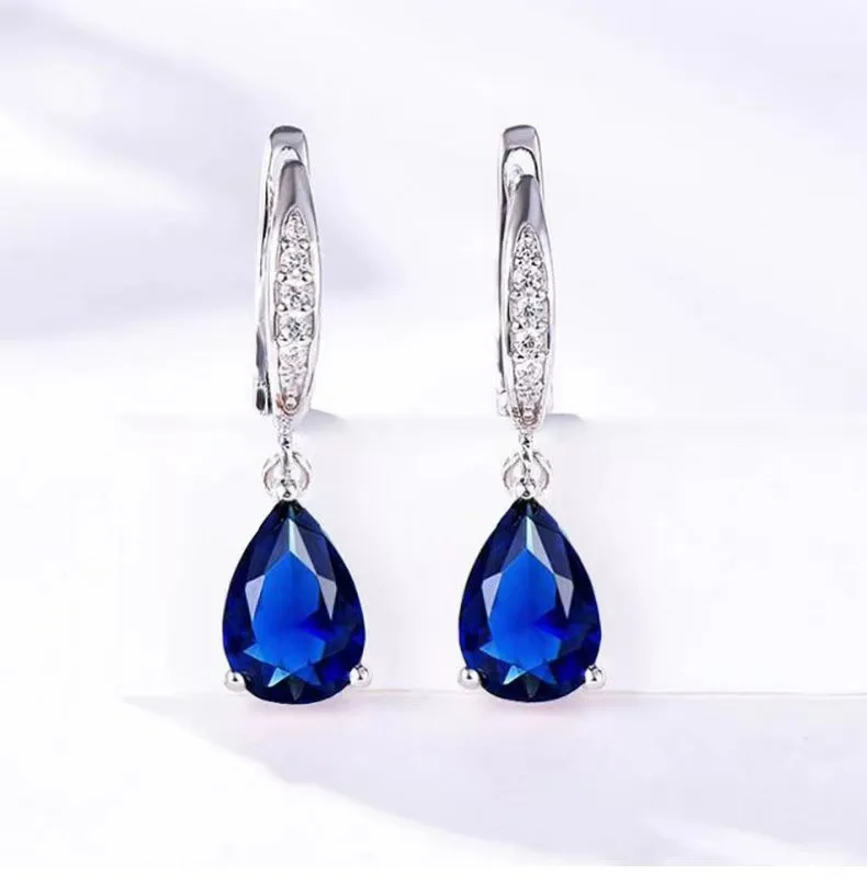 Boucles d'oreilles en forme de goutte d'eau pour femmes, en argent Sterling 925, 5 couleurs, pierres précieuses, bijoux de luxe, cadeau de fiançailles ou de mariage