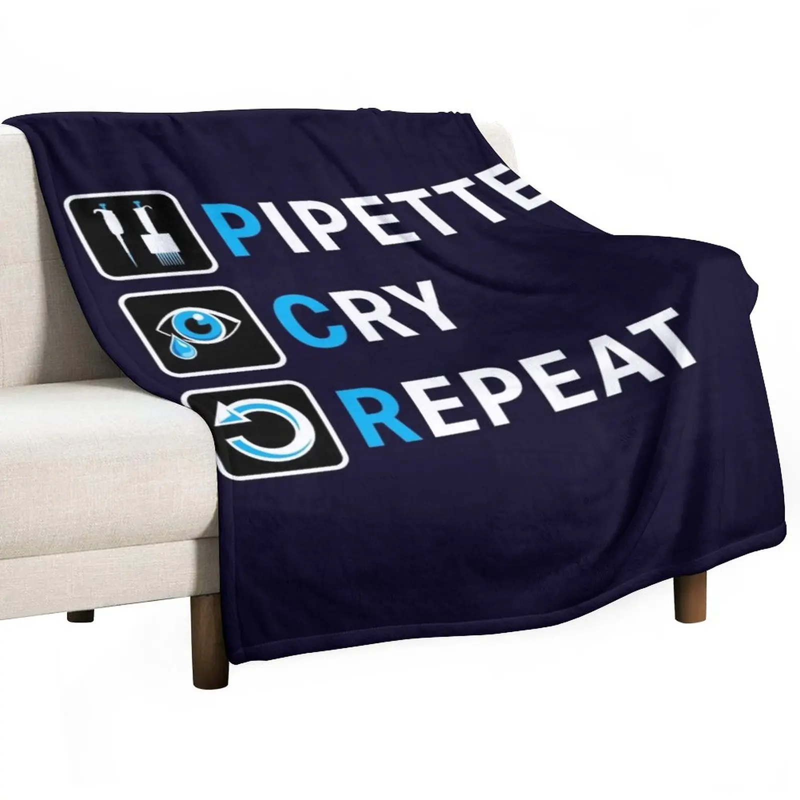 

PCR Pipette Cry Repeat Funny Design for DNA Biotechnology Lab Scientists Throw Blanket Cute Blanket Plaid