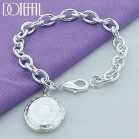 doteffil 925 sterling silver oval photo frame pendant bracelet chain for woman charm wedding engagement party fashion jewelry