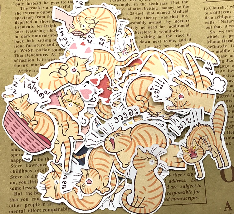 

35Pcs/pack Cute Yellow Cat Stickers Crafts and Scrapbooking Stickers Kids Book Decorative Sticker DIY Stationery