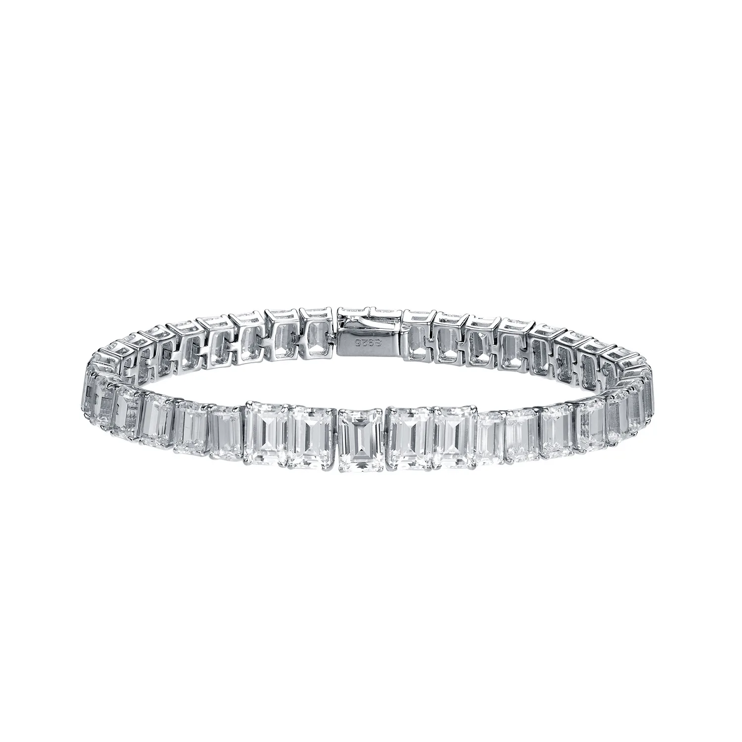

100% 925 Sterling Silver 34ct Emerald Moissanite Bracelet For Women Diamond Gemstone Bracelet Sparkling Wedding Fine Jewelry
