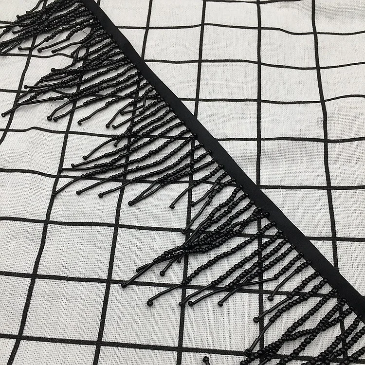 Лента из бисера ручной работы со стеклянными бусинами бахрома кружевная отделка