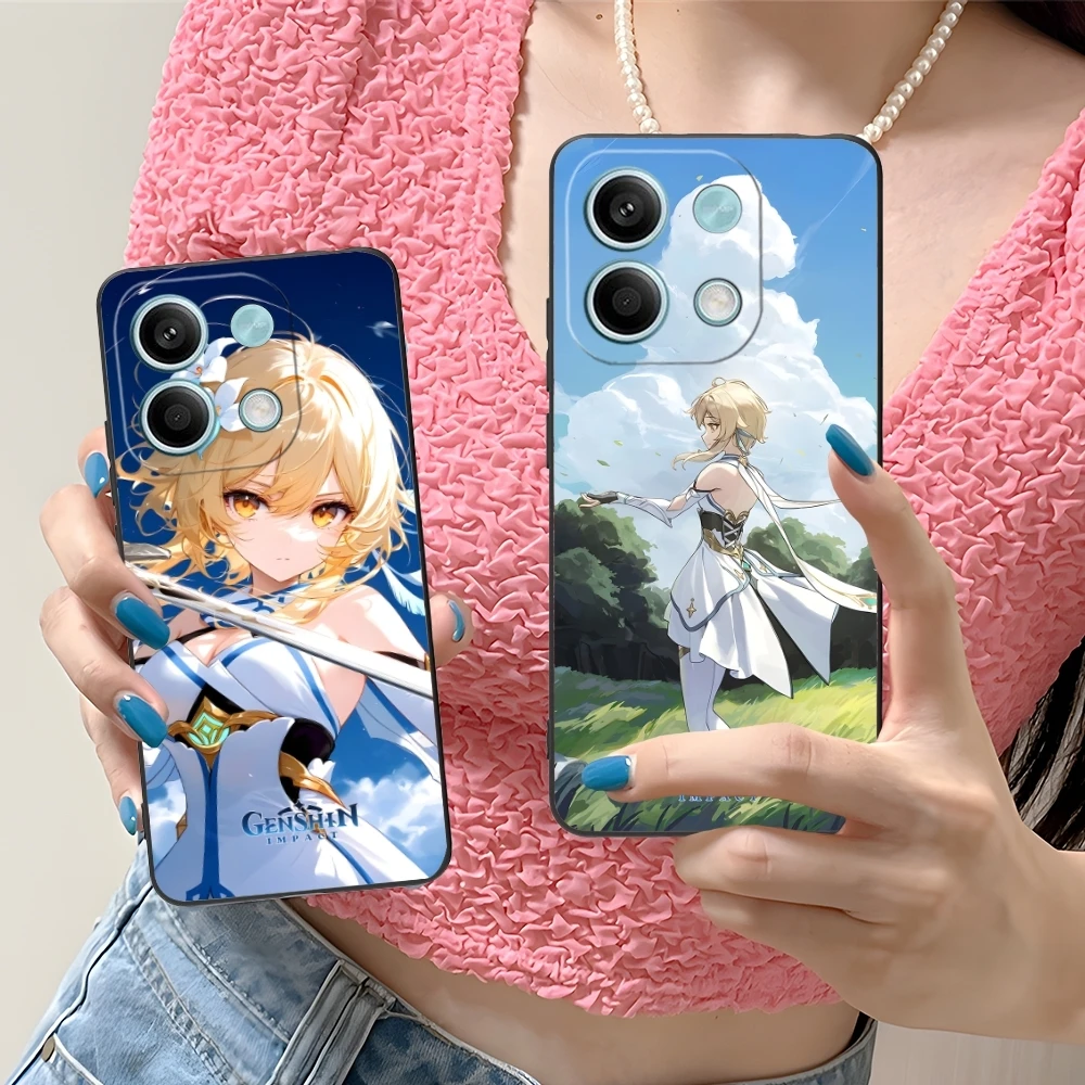 Genshin Impact Lumine Mobile Phone Case for Xiaomi Redmi Note 13 12 11 10 9 8 7 6 S A Pro Lite Plus 5G Black Cover Shell