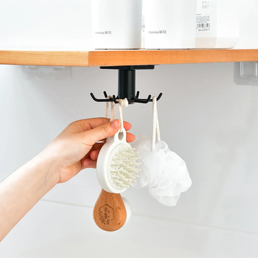 

Kitchen Rotary Hook Wall Mounted Kitchenware Storage Rack Accessories Cabinet Organizer Hook Up Storage Rack Spoon Hanger