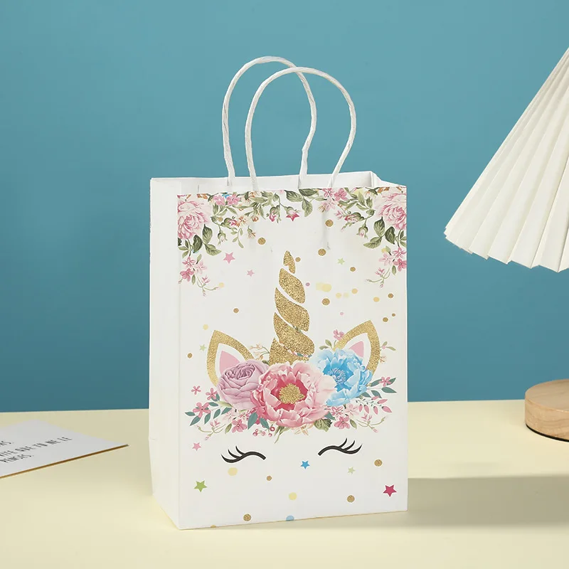 

6pcs/Set Unicorn Party Gift Bags Party Supplies for Kids Cute Paper Bag Party Decor Birthday Cookies Snack Bag TC247
