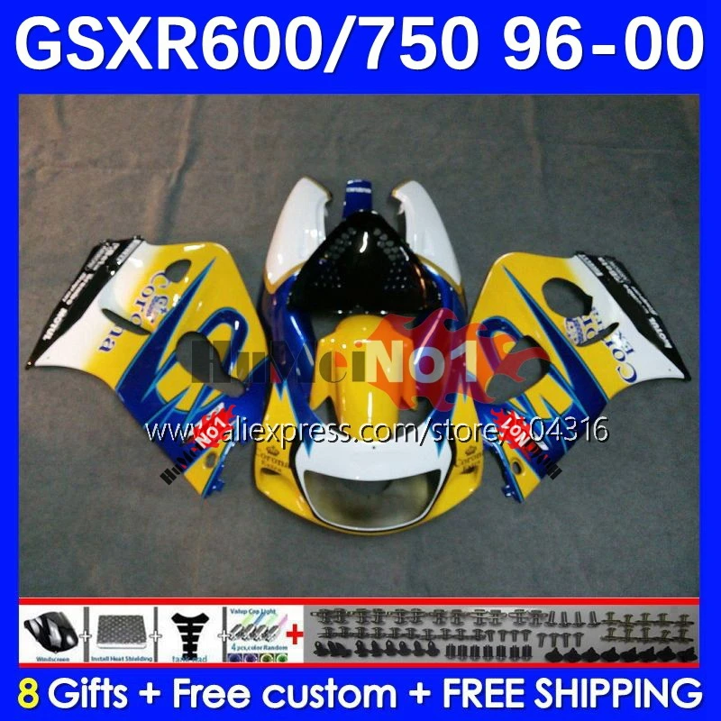 

Bodys Kit For SRAD GSXR 750 600 CC GSXR-600 11No.122 GSXR750 yellow blk GSXR600 96 97 98 99 00 1996 1997 1998 1999 2000 Fairing