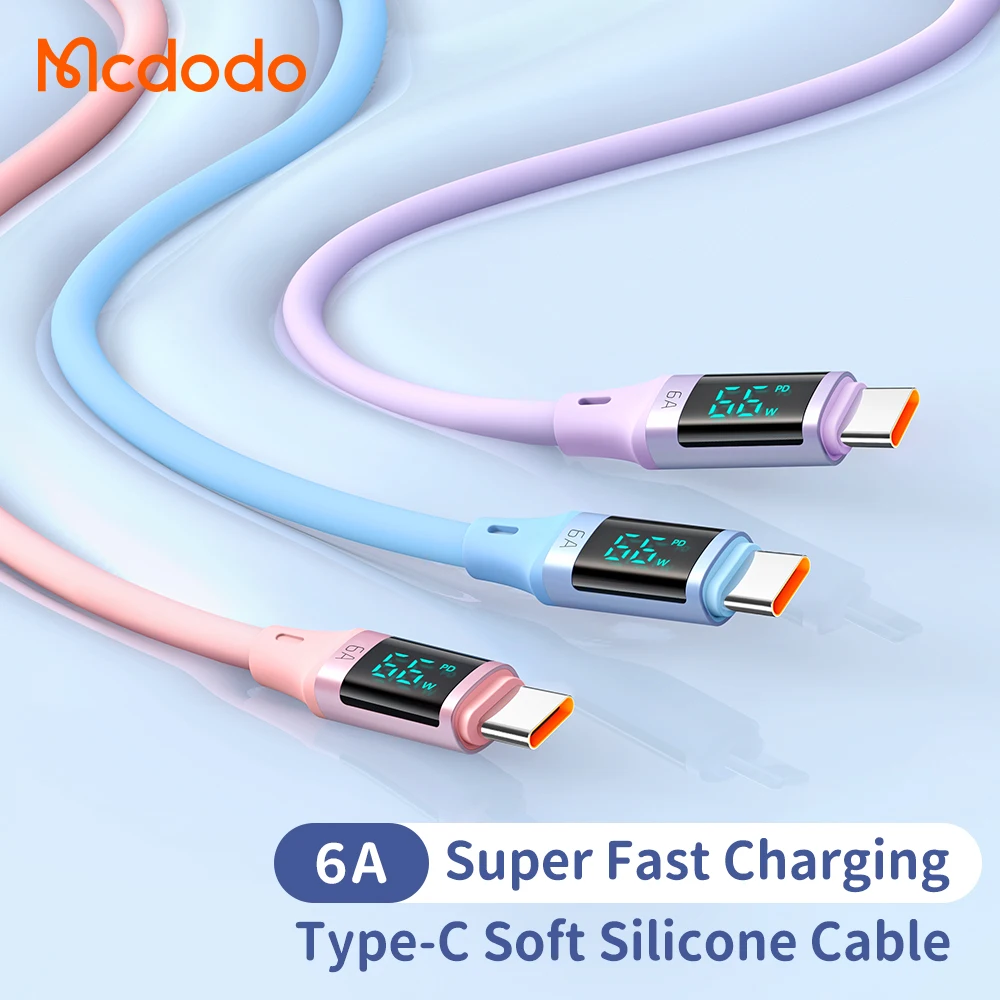 Mcdodo Digital HD Type-C Super Charge Data Cable 66W/6A fast charge Cable For Xiaomi Samsung CA-192